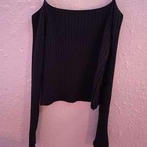 By Season black long sleeve crop top